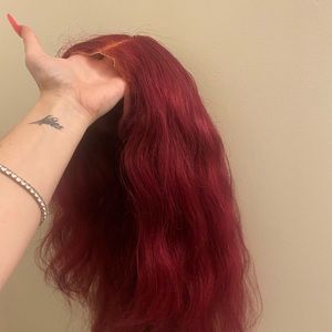 18” HUMAN HAIR BURGUNDY WIG